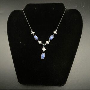 Vintage NINA RICCI For AVON Purple Clear Rhinestone Y Necklace